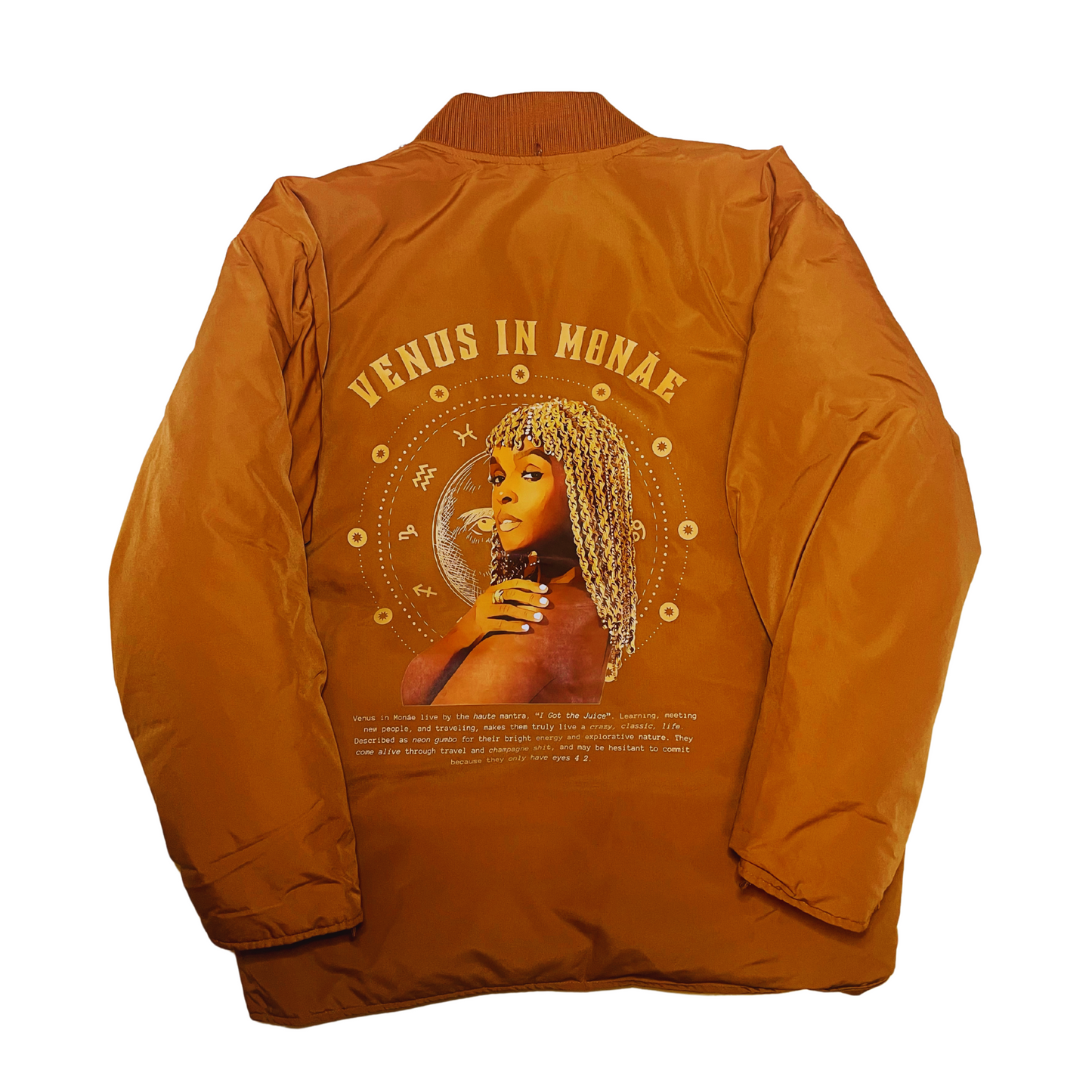 Venus in Janelle Monae (Astra bomber) jacket