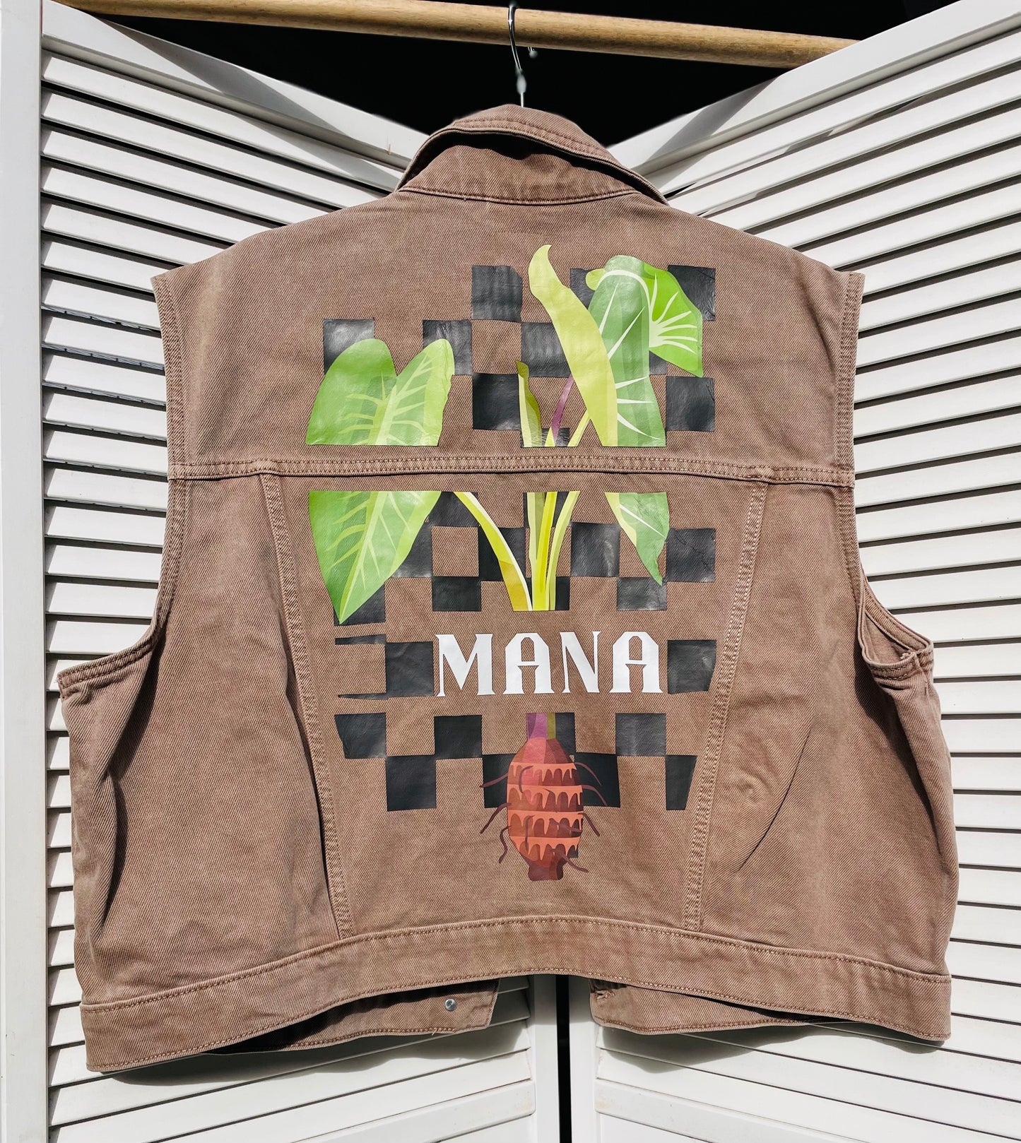 Mana Brown Denim cutoff sleeve