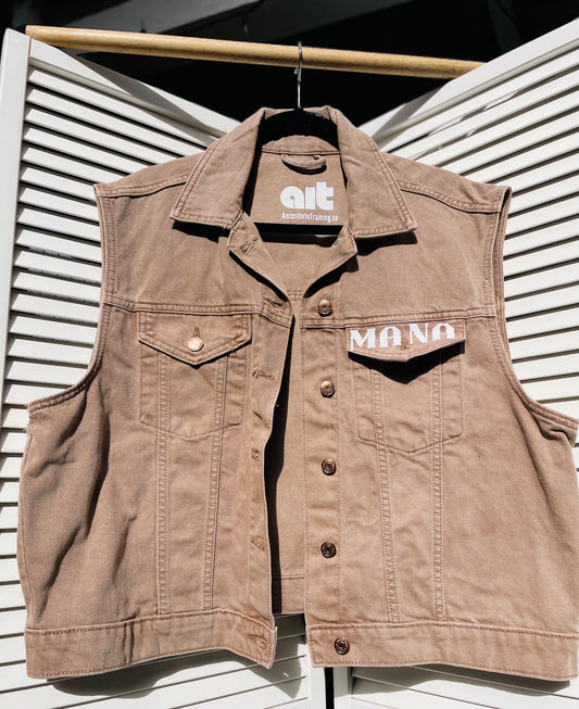 Mana Brown Denim cutoff sleeve